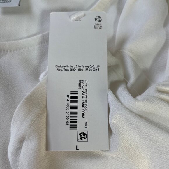 Liz Claiborne Button Accent Short Sleeve Shirt Womens Large White New - Picture 7 of 8